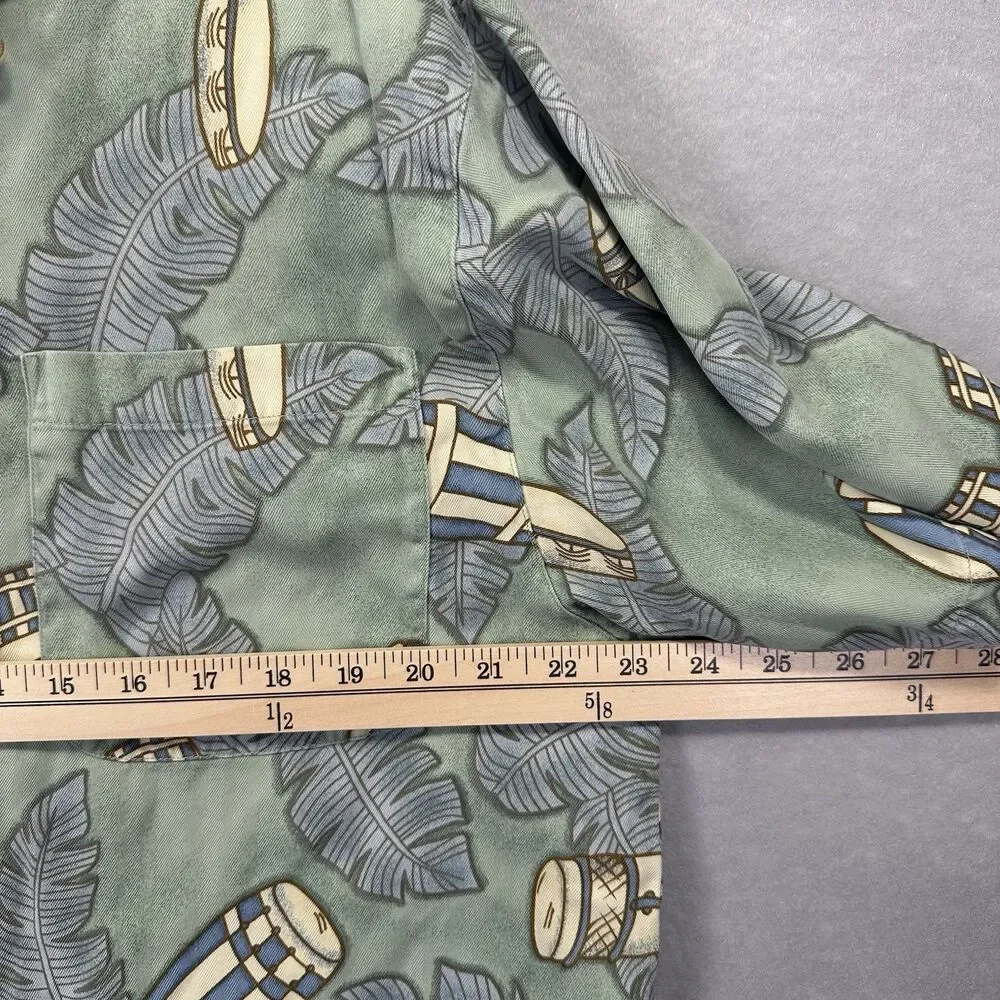 Tommy Bahama‎ Men's Large 100% Silk Short Sleeve Button Up Hawaiian Bongo Shirt